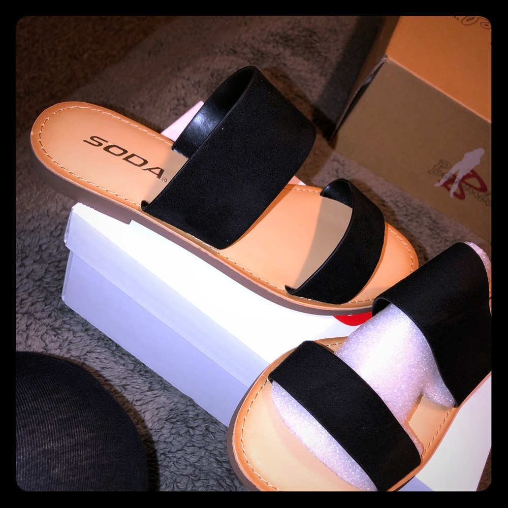 BLACK TWO STRAP SHOE